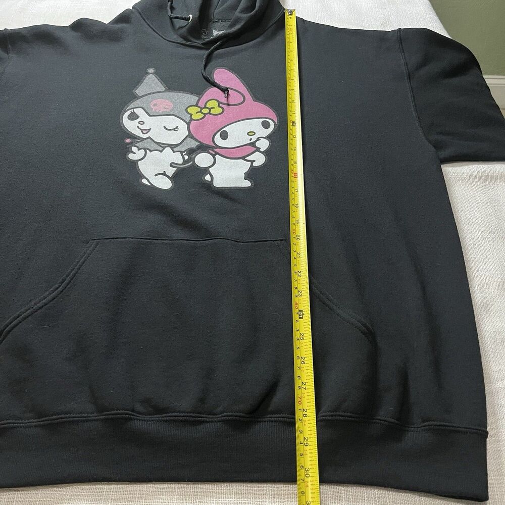 Sanrio My Melody Kuromi Hoodie Sweatshirt XL Black Kangaroo Pocket Oversize Y2K - Picture 10 of 12